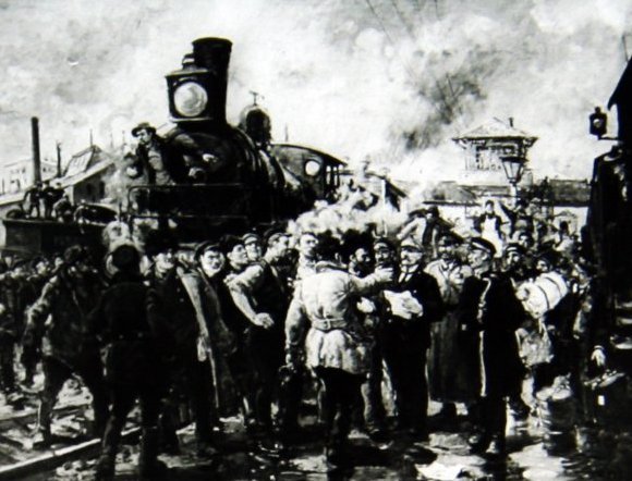 1905 г. Суд над участниками декабрьской забастовки грозненских железнодорожников.