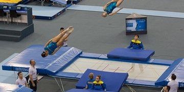 АЗЕРБАЙДЖАН. В финале в синхронных прыжках на батуте победили белорусские спортсменки