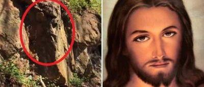 Американка разглядела лик Иисуса в очертаниях скалы