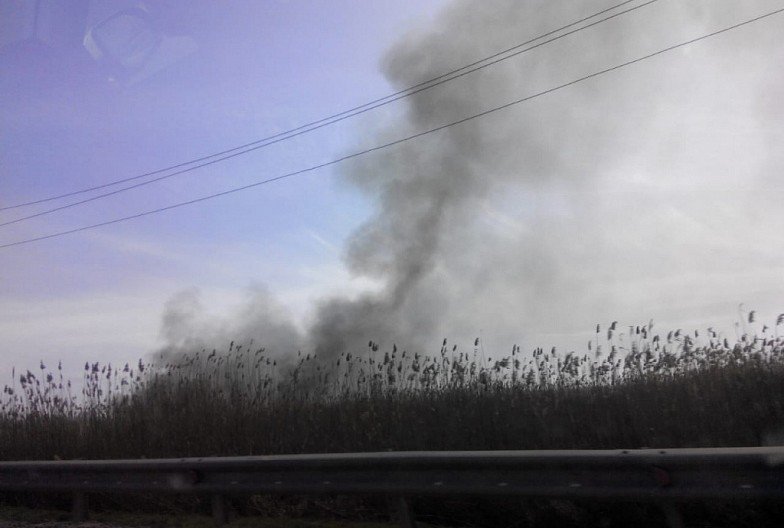 РОСТОВ. Крупный ландшафтный пожар в Новочеркасске: горит около 200 кв.м. травы