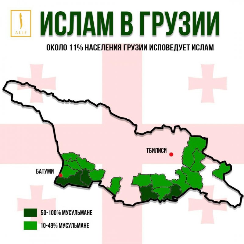 ГРУЗИЯ. Выяснилось: 10,74% жителей Грузии – мусульмане