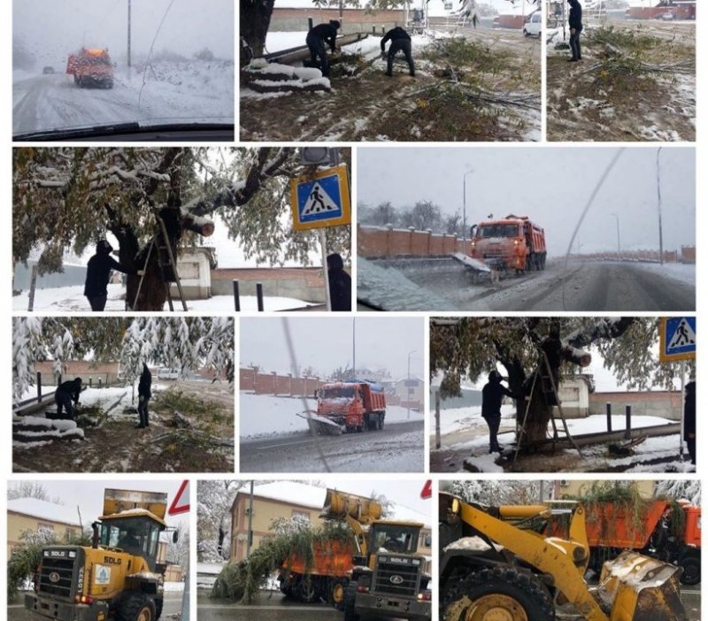 ЧЕЧНЯ. В Гудермесе устраняют последствия обильного снегопада