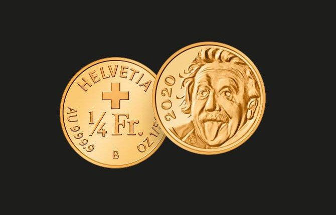 Швейцария выпустила самую маленькую в мире золотую монету с показывающим язык Эйнштейном
