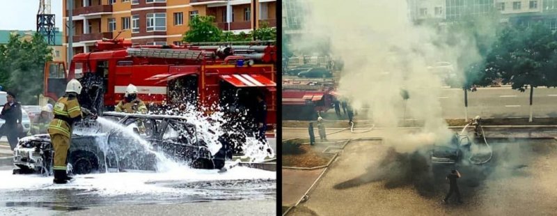 ЧЕЧНЯ. В Гудермесе произошёл пожар в легковом автомобиле.