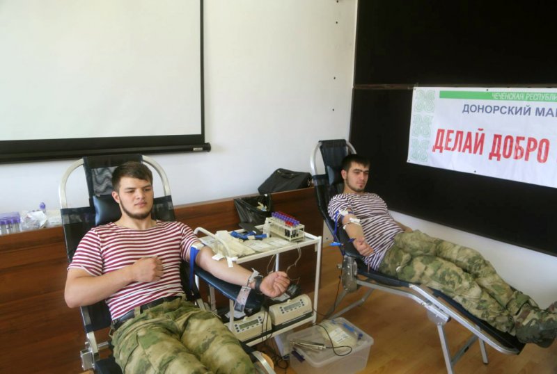 ЧЕЧНЯ.В Ведено военнослужащие Росгвардии приняли участие в донорском марафоне
