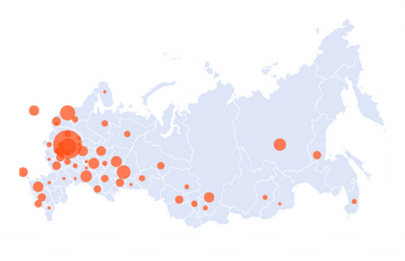 Опубликована карта распространения коронавируса в России